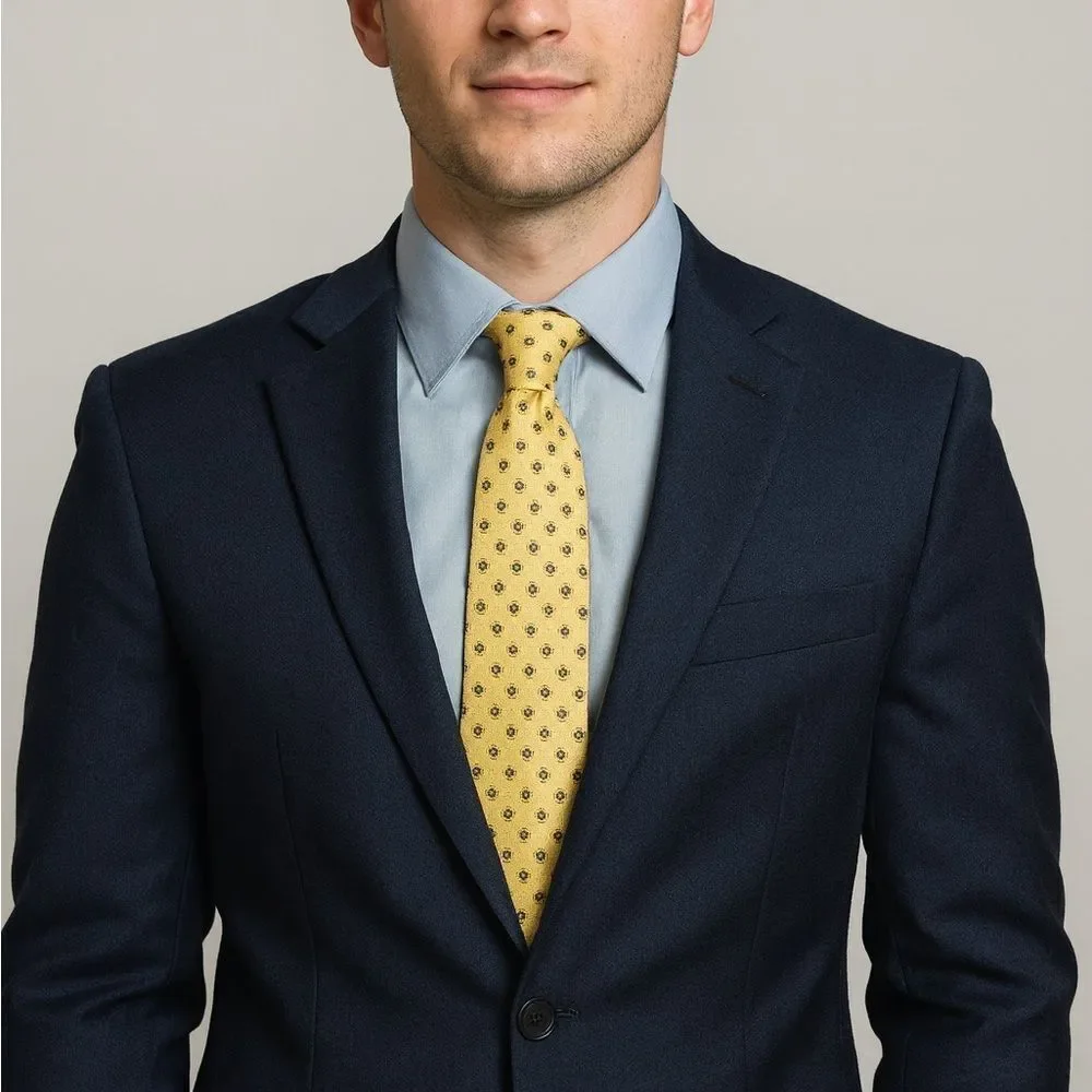 Paul & Shark Yachting Yellow Silk Necktie Geometric Print